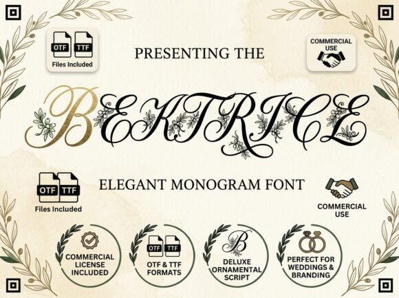 Beatrice: An Elegant Monogram & Ornamental Script